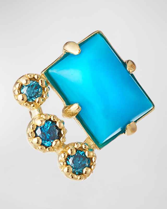 Misfit 14k Geometric Turquoise & Diamond Single Stud Earring
